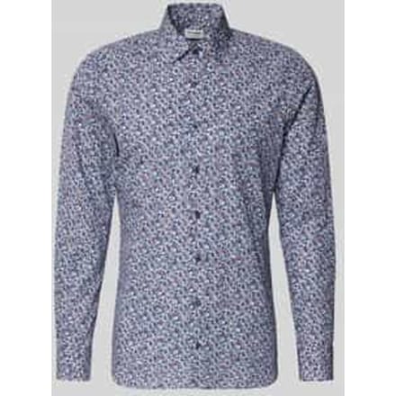 slim fit zakelijk overhemd van katoen met kentkraag