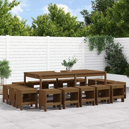 vidaXL - 17-delige - Tuinset - massief - grenenhout - honingbruin