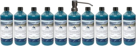 Handzeep Crème Eucalyptus 500 ml - set van 2 stuks - met gratis pomp - Voordeelverpakking