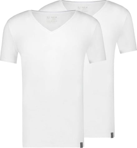 RJ Good Life Madrid 2-Pack Heren T-Shirt Diepe V-Hals Wit S