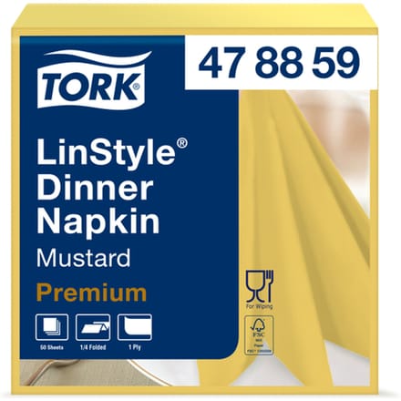 Dinnerservetten Tork LinStyle® 1/4-vouw 1-laags 50st mosterdgeel 478882