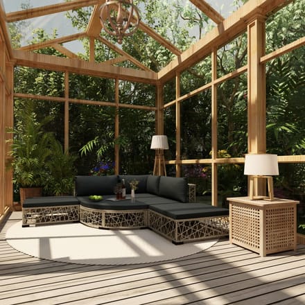vidaXL - 6-delige - Loungeset - met - kussens - poly - rattan - grijs