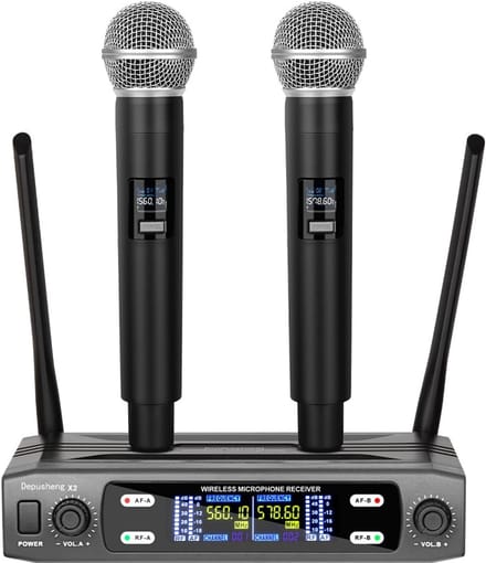 Draadloos Microfoon Systeem met Twee Handzenders - VHF Dual Frequency voor Karaoke en Optredens