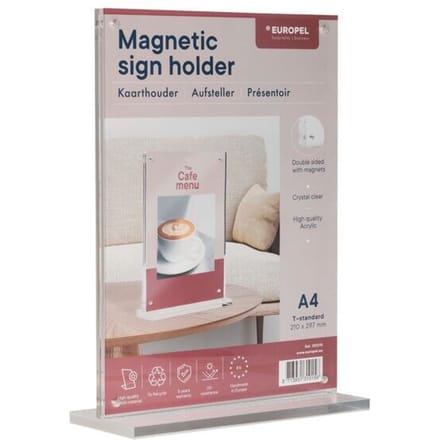 Europel Kaarthouder Luxe - T-standaard - A4 - 29,7 x 21 cm - Met magneten