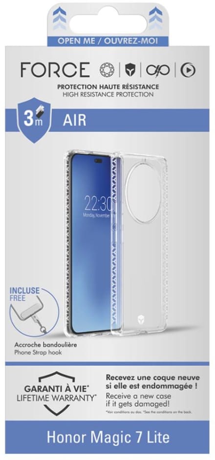 Force Case, Hoesje geschikt voor Honor Magic 7 Lite - Versterkt 3M Air Anti-Shock, Transparant
