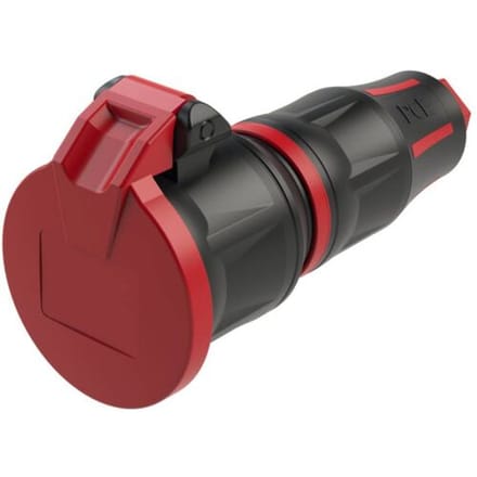 PCE 25712-sr Koppeling met randaarde 250 V Zwart/rood IP54