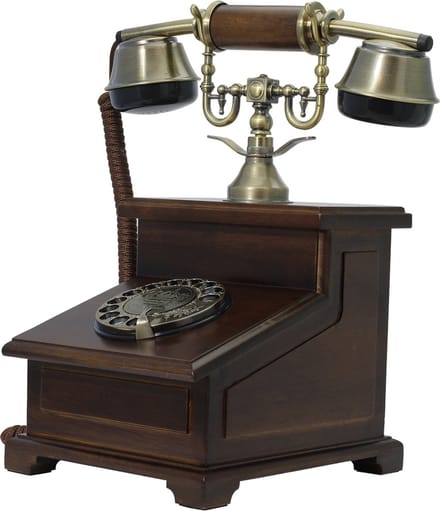 Retro Vaste Telefoon - Hout/Koper - Draaischijf - analoog - E