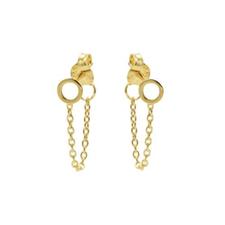 Karma oorbel Chain Open Circle Zilver Goldplated-M1827
