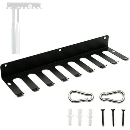 Honkbalknuppelhouder 9 tanden Wandmontage Knuppelrek Heavy Duty Staal Honkbalknuppelhanger Houdt 16 zwart