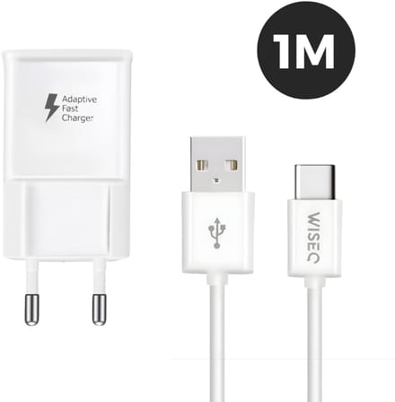 WiseQ Snellader USB C - Geschikt voor Samsung - 18W Fast Charger - Inclusief USB-C Kabel 1 Meter - Wit