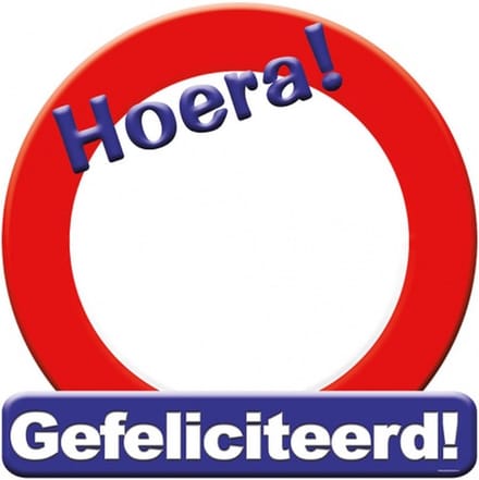 huldeschild gefeliciteerd karton 50 x 50 rood/wit