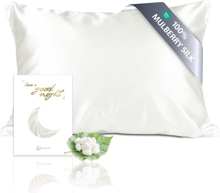 Famanu - Kussensloop, 100% zijde, 19 momme, 1 stuk, 50 x 70 cm, natuurlijk wit