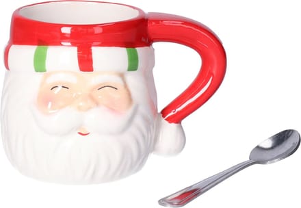 Svenska Living Kerst kop/beker - Kerstman - 7,5 x 7 cm - keramiek - 180 ml