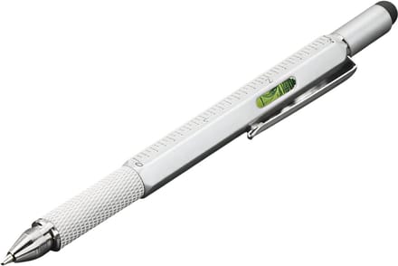 7-in-1 Multifunctionele Pen – Stylus voor Touchscreen, Balpen, Schroevendraaier, Liniaal, Waterpas & Meettool | Handige Tool-Zilver