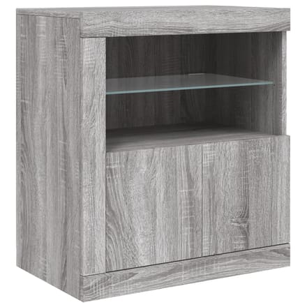 vidaXL - Dressoir - met - LED-verlichting - 60,5x37x67 - cm - grijs - sonoma - eiken