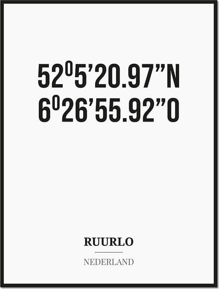 Poster/kaart RUURLO met coördinaten