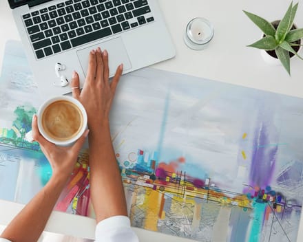 Antislip vinyl decoratieve mat met abstract landschap, 100x50 cm