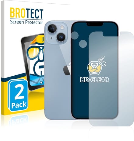 BROTECT - Screenprotector voor Apple iPhone 14 (Voor+Camera) - Folie Beschermfolie transparant 2 Stuks