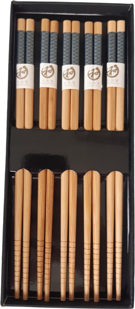 Chopsticks - Eetstokjes - Bamboe - 5 paar - 22,5cm - Sushi giftset
