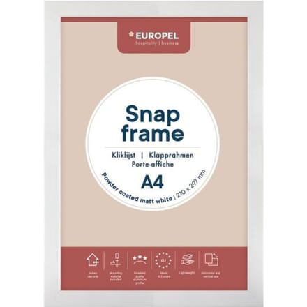 Kliklijst Europel - Posterlijst - A4 - 21 x 29,7 cm - 25mm frame - Mat wit
