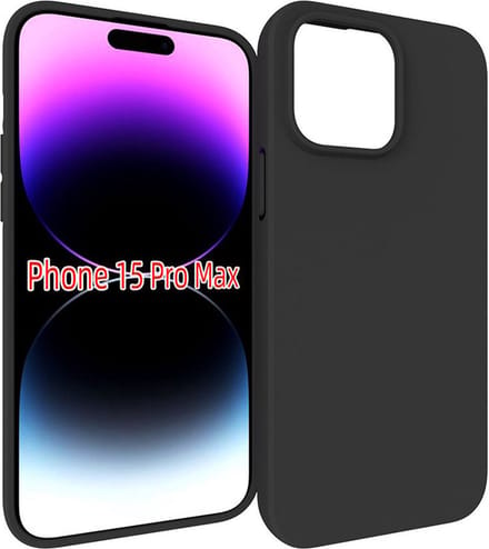 MobyDefend Hoesje - Geschikt voor iPhone 15 Pro Max - TPU Backcover - Mat Zwart