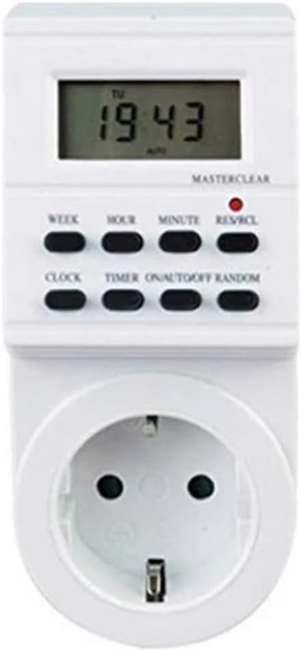 Digitale weektijdschakelaar programmeren 8 programma's 16 combinaties 24 uur 3.600 W max IP20