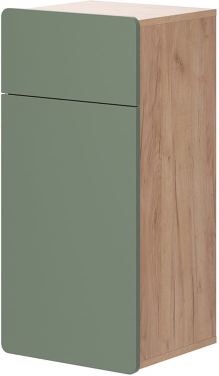 Vicco Izan Halfhoge kast – 36.6 x 76.6 cm met lade en deur Groen/gouden eik