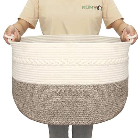 Grote katoenen wasmand met handgrepen