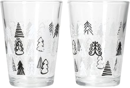 Set van 2 TREE GREY kerstboompotten met zwart-witte kerstbomen - 817348