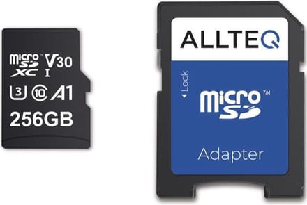 Micro SD Kaart 256 GB - Geheugenkaart - SDXC - V30 - incl. SD adapter - Allteq