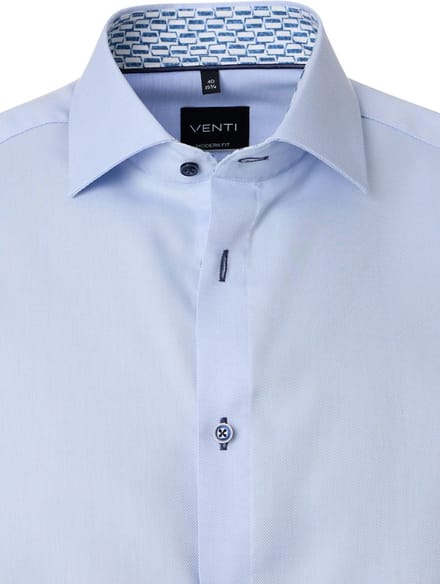 Venti Blauw Overhemd Oxford Weving Modern Fit Strijkvrij - M
