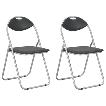 vidaXL - Opklapbare - stoelen, - 2 - stuks, - zwart - kunstleer