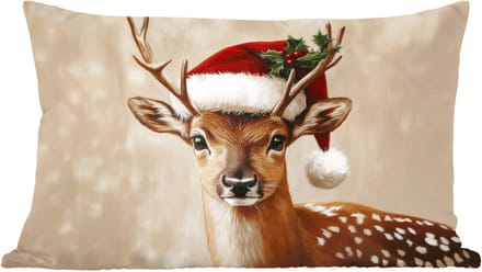 Sierkussens - Kussentjes Woonkamer - 60x40 cm - Kerst - Hert - Gewei - Rood
