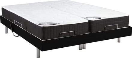 Vente-unique Bed met elektrische lattenbodem hout zwart 2 x 80 x 200 cm