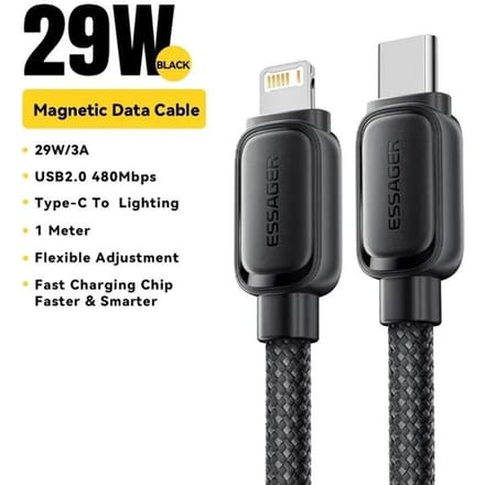 Essager PD 29W Type-C naar Lightning-kabel 3A Snel opladen magnetische kabel voor iPhone 14 13 12 11 Pro Max XS Plus iPad Macbook