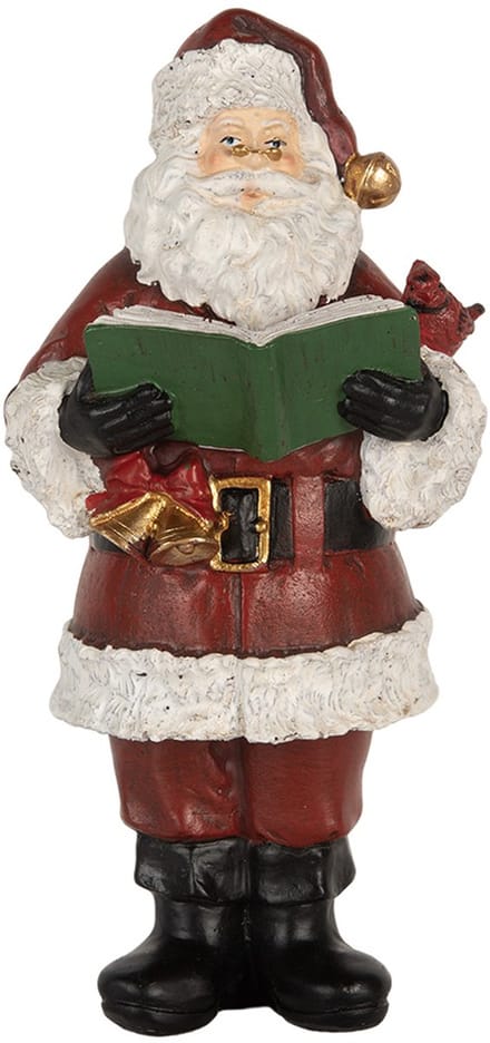 Clayre & Eef Kerstdecoratie Kerstman 10x10x21 cm Rood Kunststof
