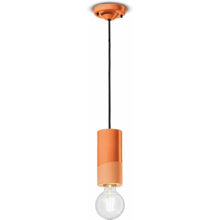 Ferroluce PI hanglamp, cilindervormig, Ø 8 cm oranje