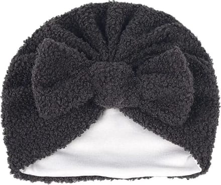 baby muts - meisje - turban - donker grijs - teddy - kraamcadeau