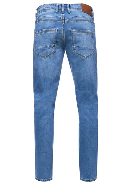 Blauwe used jeans broek "MELVIN" slim fit katoen stretch