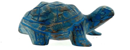 Houten schildpad Leonne blauw