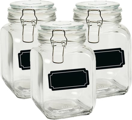 Weckpot/inmaakpot - 4x - 1.2L - glas - met beugelsluiting - incl. etiketten