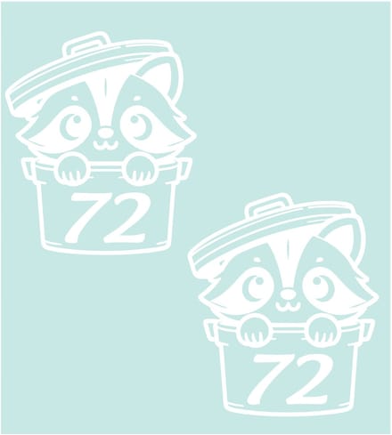 Kliko stickers set 2 stuks - huisnummer - afbeelding raccoon - wasbeer