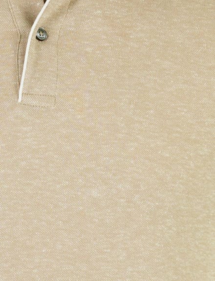 Poloshirt Bugatti beige gemeleerd 2 knoops linnen