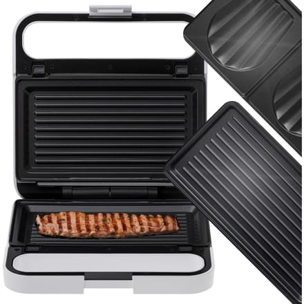Adler AD 3070 2-in-1 tosti-ijzer met grillplaten, 1400 W, Wit