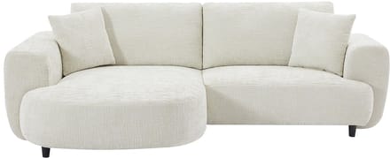 Vente-unique Linkerhoekbank in beige getextureerde stof - RULAMA