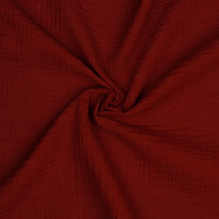 Double Gauze stof - 135cm breed - Bordeaux rood - 10 meter