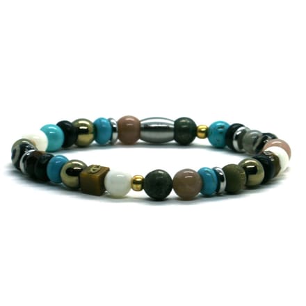 Heren armband sunstone mix - goud RVS - IbizaMen