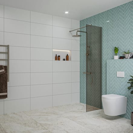 FugaFlow Eccelente Vetro inloopdouche badkamer - 50x200cm - rookglas - wandarm - gunmetal