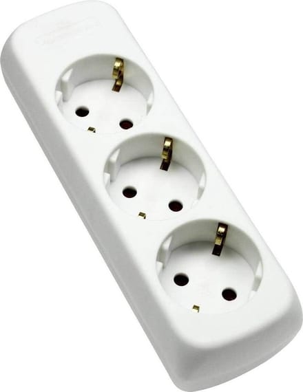 3-Weg Contactdoos Wit zonder Kabel - uitbreidbaar met Schakelaar