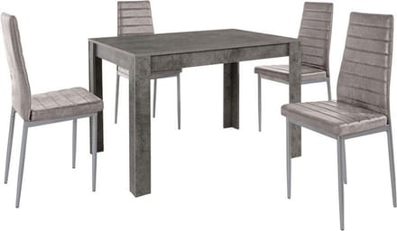 Lynn & Kate - Set van Eettafel 120x80cm met 4 Stoelen Lichtgrijs